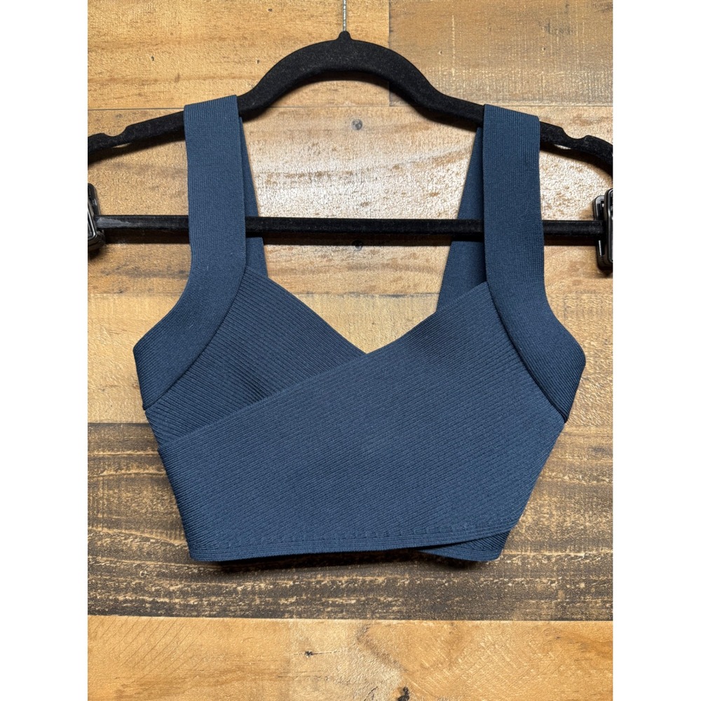 Babaton Sculpt Knit Criss Cross Cropped Tank Top Navy‎ Blue XS 106685